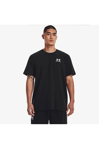 Under Armour Logo Emb Heavyweight Ss Erkek Siyah T-shirt Düz 1373997 Siyah