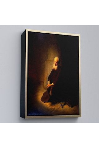 Çerçeveli Rembrandt Van Rijn - Hapishanedeki Havari Aziz Peter Diz Çökmüş Tablo-7410