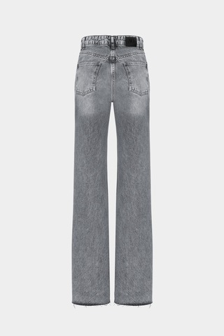 Açelyaokcu High Waist Wide Leg Kar Yıkama Geniş Paça Dikişsiz Jean Açık Gri