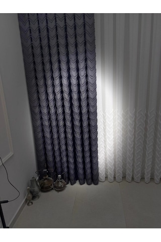 Nivemeshome Mayıs 1-027p Yarı Desen Ekru 1/2,5 Pileli Tül Perde