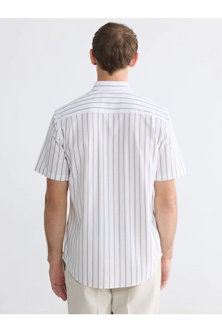 Lc Waikiki Ekru Regular Fit Çizgili Oxford Erkek Gömlek
