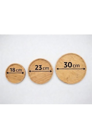 3&apos Lü Bambu Sunum Tabağı Seti - 18cm 23cm 30cm Yuvarlak Servis Tabağı - Mutfak Ve Sofra Düzenleyici Açık Gri