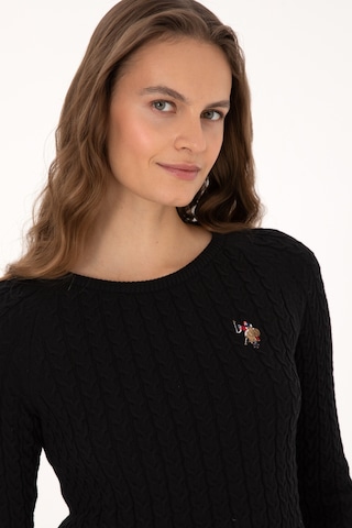 U.S. Polo Assn. Kadın Siyah Bisiklet Yaka Basic Kazak 50307728-VR046