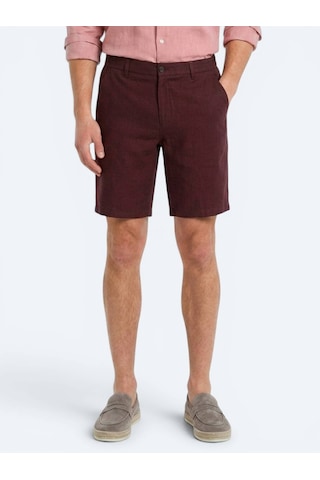 Kip Bordo Düz Dokuma Jogging Fit Casual Pamuk Karışımlı Bermuda