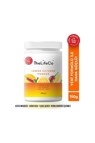 TheLifeCo Lemon Cayenne - Limonlu Acı Biberli İçecek Tozu 150 G