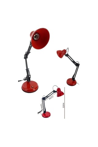 Masa Lambası, 360 Oynar Başlıklı, Metal Gövde, Kırmızı .