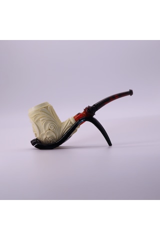 El Oyması Lületaşı Deve Figürlü Geleneksel Motifli Pipo Hediyelik %100 Blok Meerschaum Tasarım