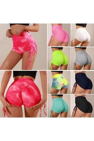 Skycity Yüksek Bel Yoga Şortu - Nefes Alabilen Kumaş, Yan Bağcıklı, Spor Ve Koşu İçin Beyaz