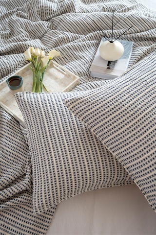 Boho Waffle-lacivert Çift Kişilik 240x260 Yatak Örtüsü 50x70 - 2 Ad Yastık Kılıfı 7038a