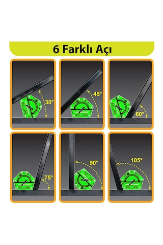 Magnethink Manyetik Kaynak Gönyesi Güçlü Mıknatıslı Aç Kapa Özellikli 6 Açılı Kolay Temizlenebilen Yeşil 1 Adet