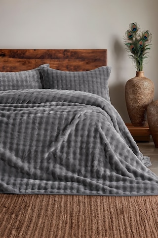 Bubble Battaniye Seti Tek Kişilik Gri Gri