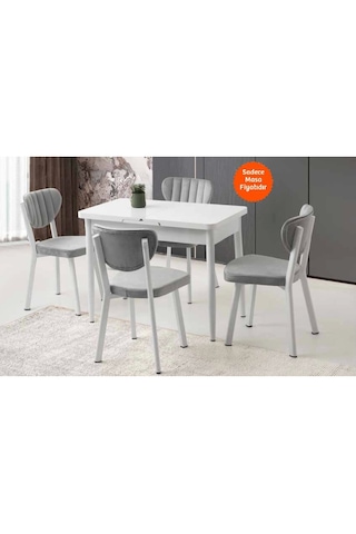 Milano Ortadan Açılır Büyüyen Ahşap Yemek Masası Beyaz 60x100cm