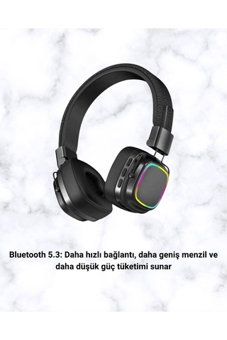 Znv Zenvia Mey İthalat Bluetooth 5.3 Rainbow Işıklı Kulak Üstü Kablosuz Kulaklık Znv2025 Cmn