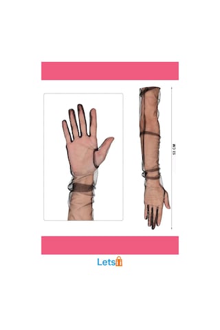 Letsii Uzun Boy Likralı Siyah Mega Tül Eldiven 53 Cm Çok Renkli