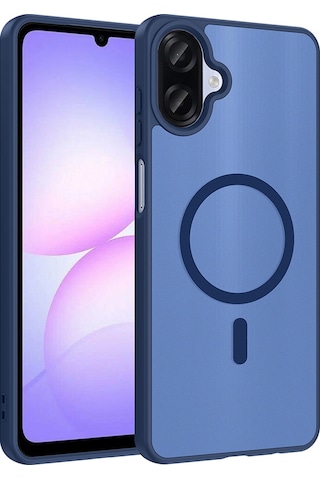 Ardemix Samsung Uyumlu Galaxy A07 Kılıf M-safe Şarj Özellikli Zore Babet Kapak - Mavi