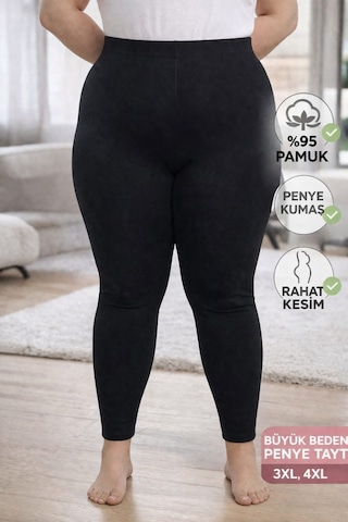 Büyük Beden Ağlı Penye Tayt Extra Büyük Beden , Rahat Kalıp,yüksek Bel. SiYAH