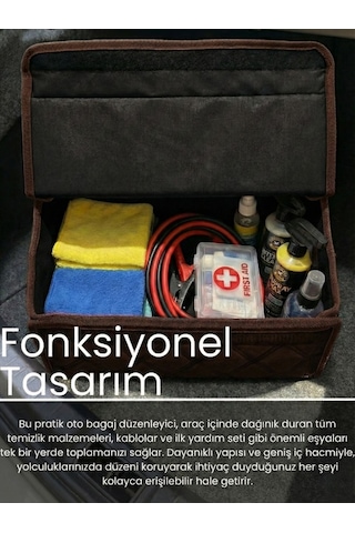 Araç Bagaj Düzenleyici Organizer Tay Tüyü Kaymaz Cırt Bantlı Geniş Hacimli Çanta A10
