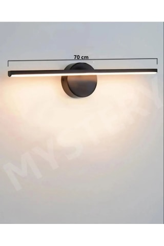 Siyah Banyo Duvar Ayna Tablo Koridor Cafe Hotel Aydınlatması Led Flüt Aplik Günışığı 70 Cm Pilli Siyah