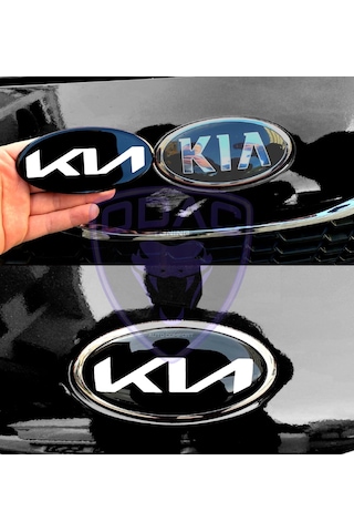 Kia Ceed, Rio, Cerato Özel Yeni Yazılı Kia Logo Amblem Takım Siyah Beyaz Ön Arka 2 Parça Kia Ceed, Rio, Cerato Özel Yeni Yazılı Kia Logo Amblem Takım Siyah Beyaz Ön Arka 2 Parça