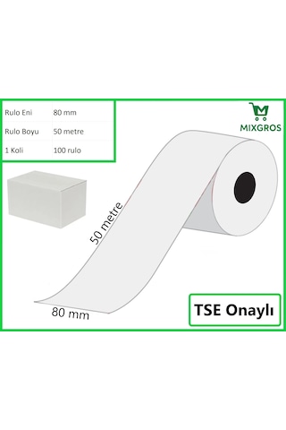 80x50 Metre Termal Yazarkasa Ve Adisyon Rulosu 100 Adet