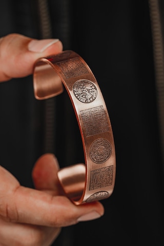 Erkek Bakır Bileklik - Zırh Ve Koruma Duaları Konseptli Erkek Kelepçe Bileklik Rose Gold