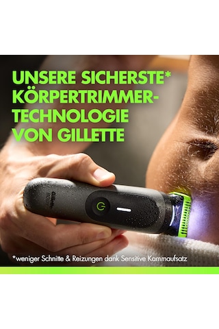 Gillette Labs İ7 Body + Intimate Giyotin Erkek, Siyah/yeşil, Skinfirst Teknolojisine Sahip Vücut Ve Mahrem Bölge İçin Erkekler İçin Intimate Tıraş Makinesi, Su Geçirmez, Led Işık, Duş Tutucu Ve Şarj Standı İçerir