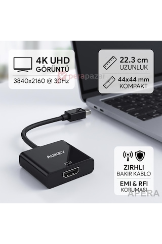 Aukey Cb-v8 Mini Displayport To Displayport 4k Dönüştürücü Adaptör Tek Yönlü Görüntü Aktarıcı