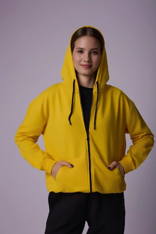 Defys Defy S Kadın Oversize Kapüşonlu Fermuarlı Cepli Sweatshirt Sarı - 527346818 Sarı