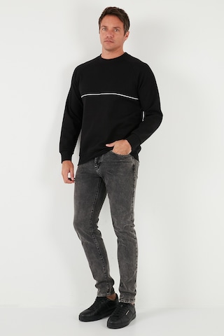 Buratti Pamuklu Şerit Detaylı Relaxed Fit Bisiklet Yaka Erkek Sweat 5901227 Siyah