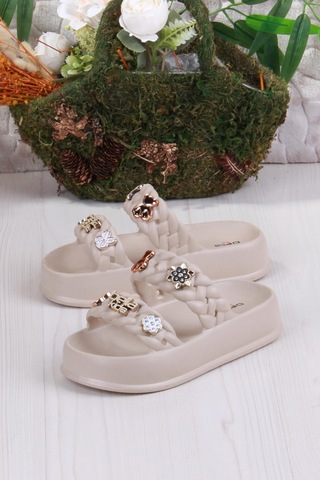 Fort Bella E423 Plaj Deniz Havuz Terliği Hafif Rahat Esnek Kız Çocuk Terlik Bej