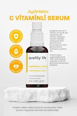 Quality Life Aydınlatıcı ve Cilt Tonu Eşitleyici Vitamin C Serum 30 ML