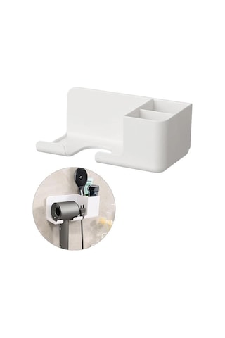 Sn-27125 Banyo Rafı Sabunluk Diş Fırçası Saç Kurutma Makinesi Beyaz