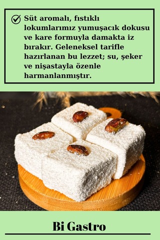 Sütlü Fıstıklı Çifte Kavrulmuş Sultan Lokum - Türk Lokumu - 400 Gr