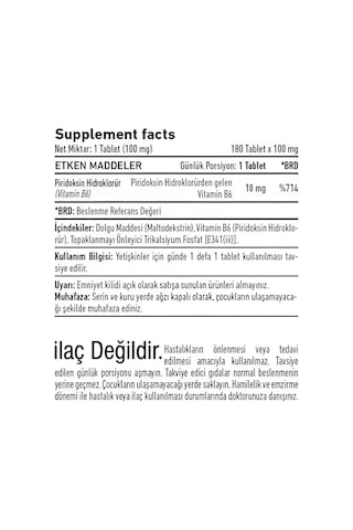 Vitagenom B6 Vitamin 180 Tablet x 10 MG