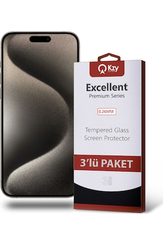 Apple iPhone 15 Pro Max Uyumlu İle Temperli Ekran Koruyucu Kırılmaz Cam Ekonomik 3'lü Paket