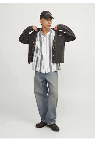 Jack & Jones Erkek Rahat Kesim Çizgili Gömlek - Luke 12255235 Tap Shoe Kiremit