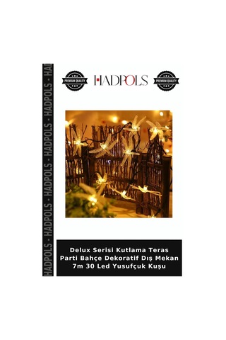 Delux Serisi Kutlama Teras Parti Bahçe Dekoratif Dış Mekan 7m 30 Led Yusufçuk Kuşu Gün Işığı