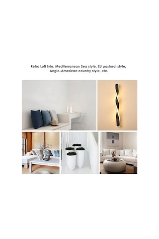 Besthome1 Modern Spiral Led Aynalı Duvar Lambası: Yüksek Kalite Metal, Enerji Tasarruflu, Oturma Odası Ve Yatak Odası İçin Deko Siyah