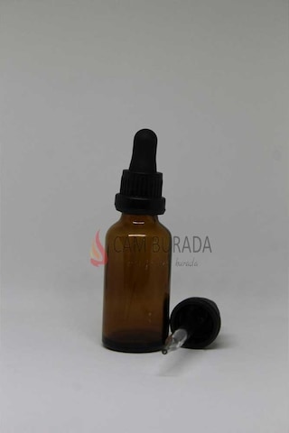 30Ml Cam Amber Şişe İnce Cam Damlalık Kırılır Kapaklı (10 Adet)