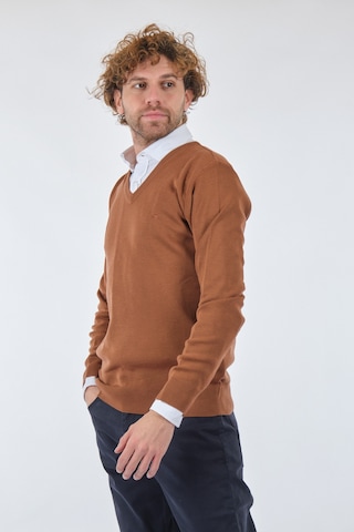 De Blasıo V Yaka Uzun Kollu Çikolata Erkek Kazak 222340020 Tarçın