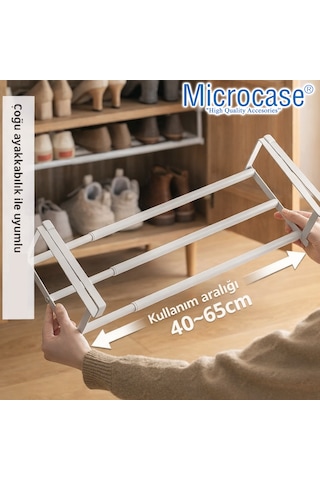 Microcase Dolap İçi Ekstra Alan İçin Metal Ayakkabı Standı 10x20x40-65cm 2 Adet Al5457 Siyah