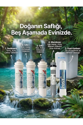 Ihlas Aura Cebilon Unique Dijital Su Arıtma Cihazı Uyumlu 5'li Ön Filtre Seti