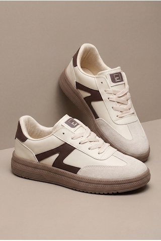 Tonny Black Rahat Kalıp Kauçuk Taban Bağcıklı Sneaker Kadın Bej Kahve Sneaker Tbtyldz005 Bej - Kahverengi