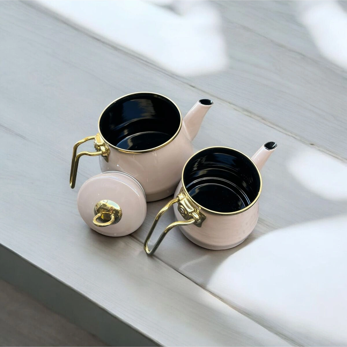 Taşev Robin Emaye Çaydanlık Takımı Toprak Gri