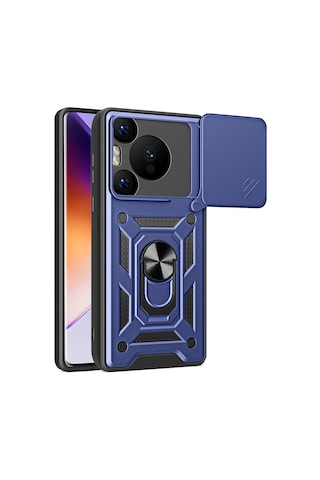 Rba Aksesuar Huawei Pura 70 Pro 5g Kılıf Magnetik Standlı Kamera Korumalı Rba Sürgülü Vega Kapak - Siyah Siyah