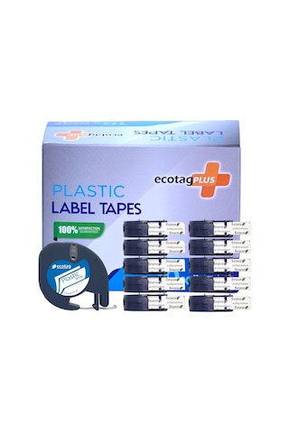 Ecotagplus Dymo Letratag Muadili Plastik Serit Etiket Beyaz 10 Lu Pak