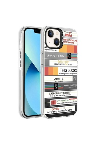 Apple Uyumlu iPhone 13 Kılıf Desenli Zore Silver Sert Kapak Mottolar