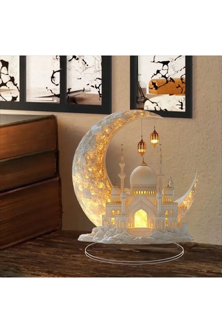 Yaleker İslamik Mdf Masa Süsleme, Beyaz, İç Mekan Dekorasyonu, 21 Cm, Çin Üretimi