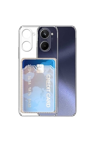 Kvy Realme 10 4g Kamera Korumalı Kartlıklı Setra Şeffaf Silikon Kılıf