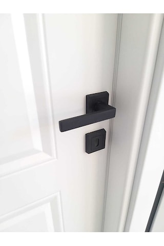 Avanti Siyah Kare Rozetli Kapı Kolu Oda 1 Takım 2 Adet Kapı Kolu 2 Adet Alt Rozet Sağ Kapı Kolu